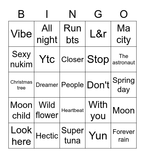 Taeberry79 💕 Bingo Card