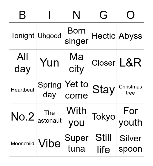 @jeonikkh Bingo Card