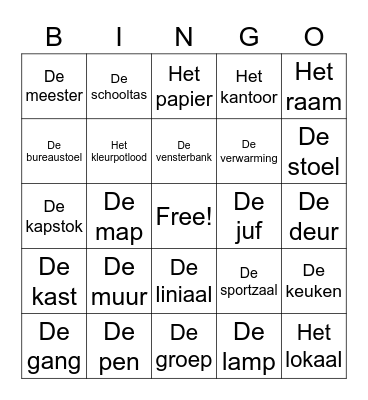Woorden Bingo Card