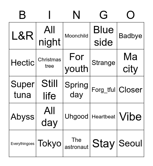 @jeonikkh Bingo Card