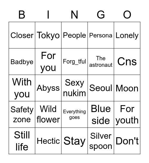 Froggie🐸💗 Bingo Card