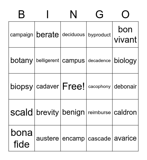 Untitled Bingo Card