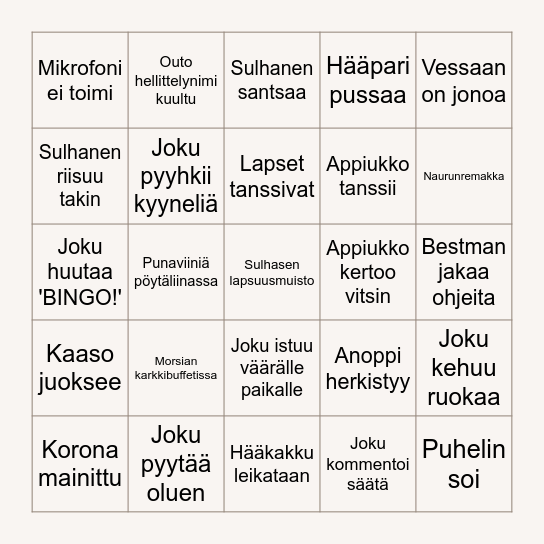 Hääbingo Card