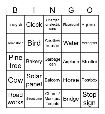 Cabab Walking Bingo Card