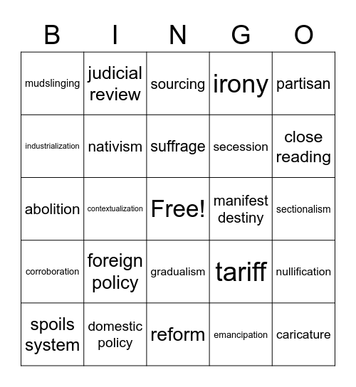 MidYears Bingo Card