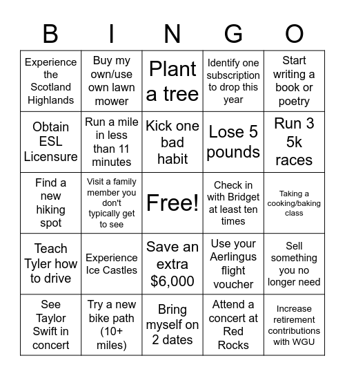 Sam 2023 Bingo Card