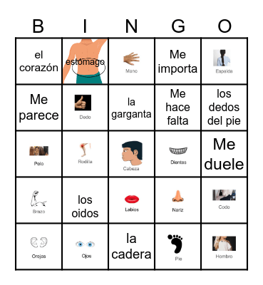 El Cuerpo Bingo Card