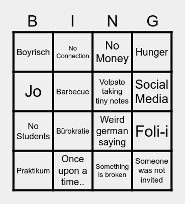 Arbeitsgruppenbesprechung Bingo Card