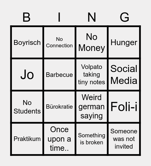 Arbeitsgruppenbesprechung Bingo Card