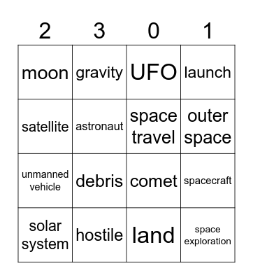 Vocabulary Revision Bingo Card