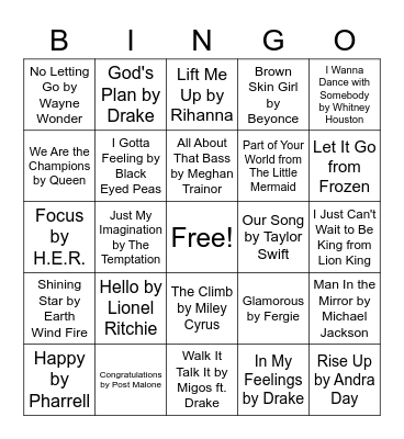 Name That Song & Artist Bingo Card