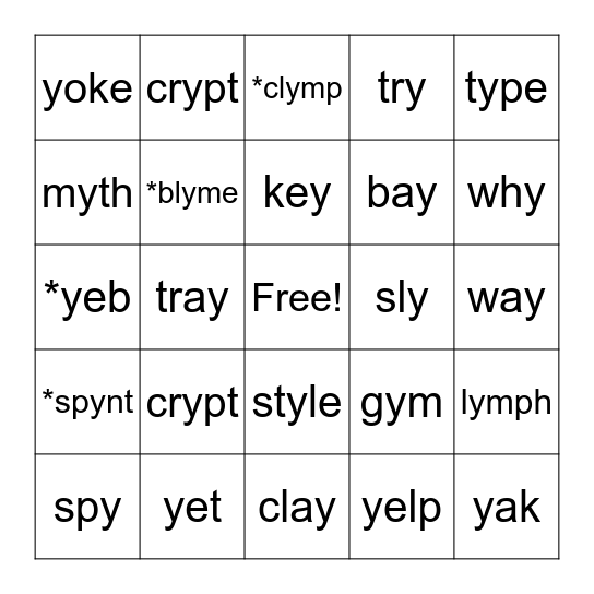Many jobs of Y Bingo Card