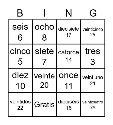 Números de Bingo 1-30 Bingo Card