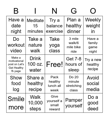 HEALTHY BINGO Card