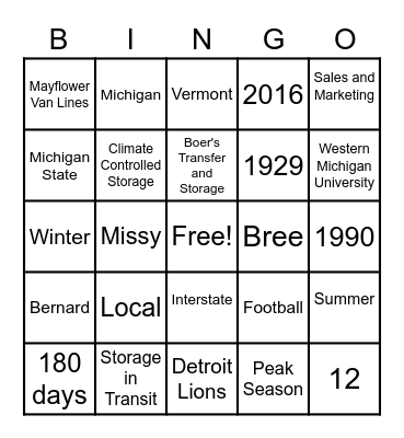 Dan-O Bingo Card