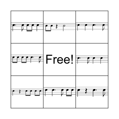 Rhythm Bingo: Dotted Quarter Notes Bingo Card