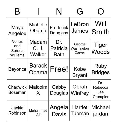 Black History Bingo Card