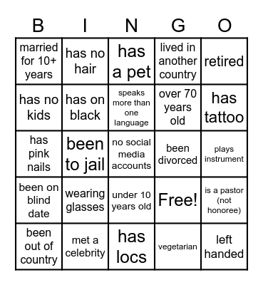 MINGLE BINGO Card