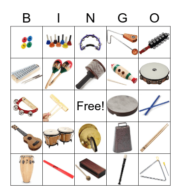 Rhythm Instrument Bingo Card