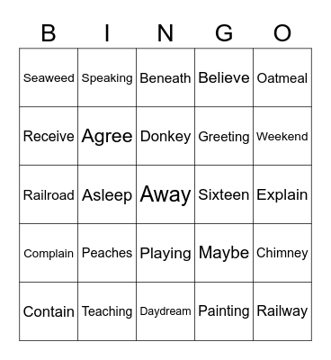 Vowel Team Syllables Bingo Card