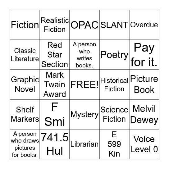 Library Review BINGO Card