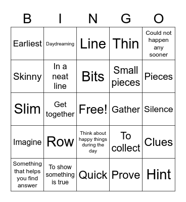 Vocabulary Review Bingo Card