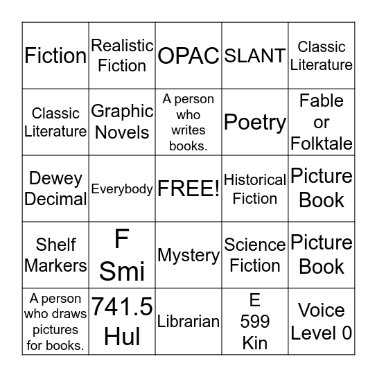Library Review BINGO Card