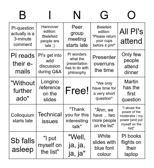 GRK Bullsh*t Bingo Card