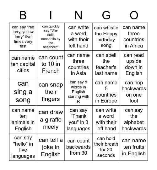 Bingo e Baralho Inglês