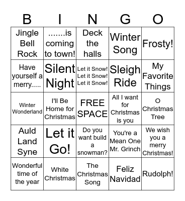 Winter Bingo Card