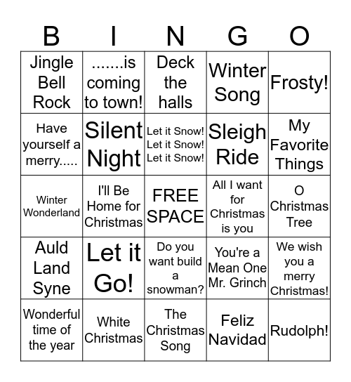 Winter Bingo Card