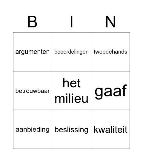 Luistertekst thema 9 taak 3 0-A2 Bingo Card