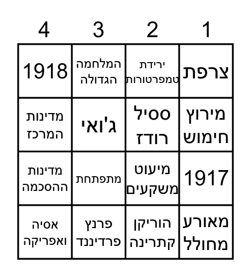 פרידה - מדעי החברה ט' תשפ"ג Bingo Card