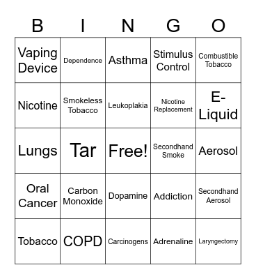 Tobacco Bingo Card