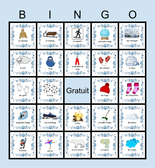 Bingo d'hiver Bingo Card