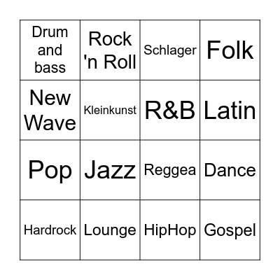 MUZIEK GENRES Bingo Card
