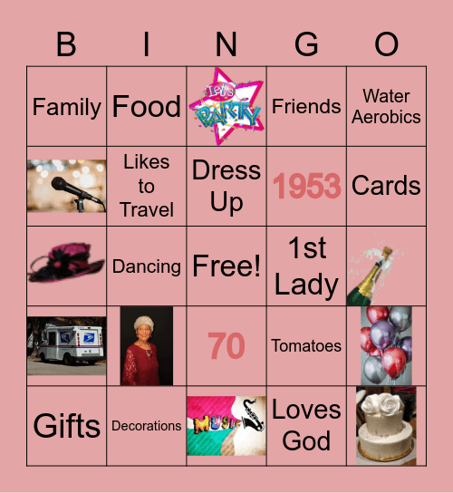 Doris' 70th Birthday Party Bingo Card