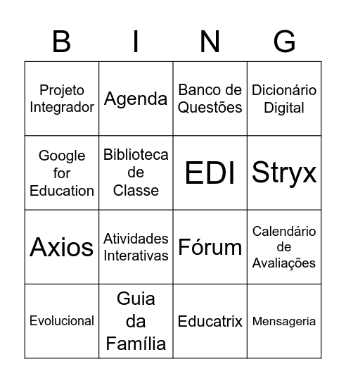 Onde Está? Compartilha Exclusivos Anos Finais Bingo Card