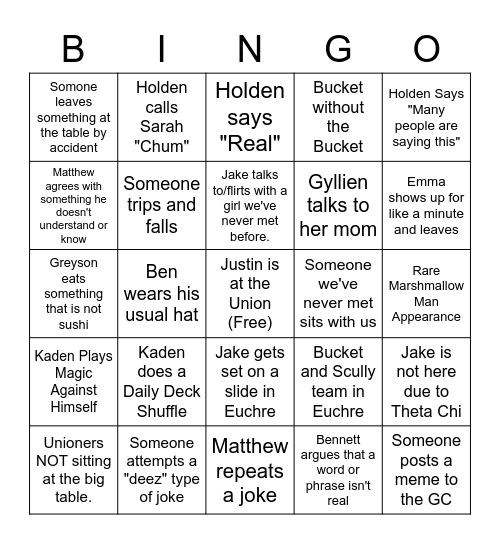 Fuckwads Bingo Card