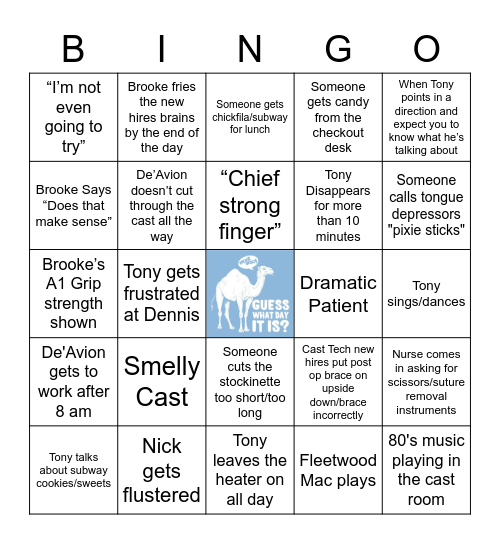 FUN WEDNESDAY BINGO Card