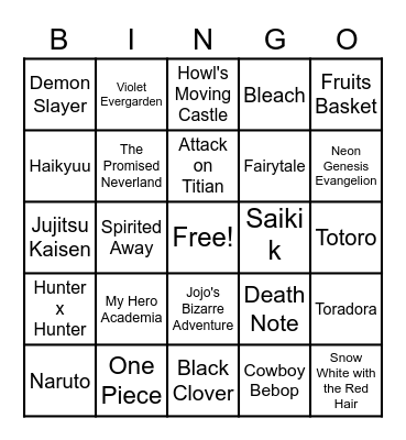 anime! Bingo Card