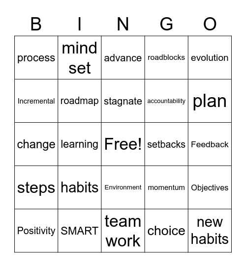 GOAL Setting Bingo Card