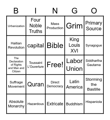 Final Exam Bingo Card