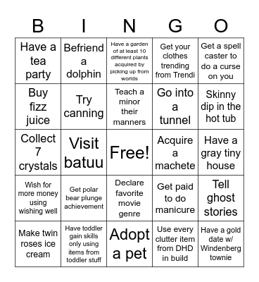 TS4 Bingo with friends Bingo Card