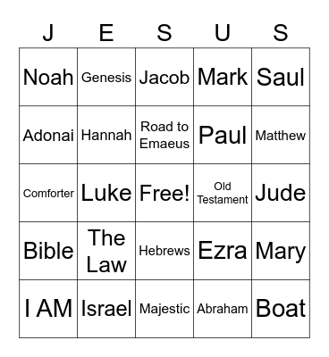 Bible Bingo Card