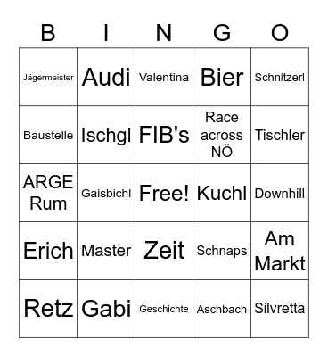 Erich's 50:50 Bingo Card