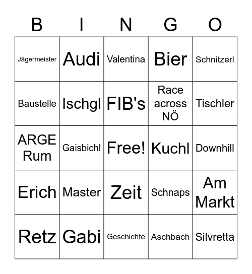 Erich's 50:50 Bingo Card