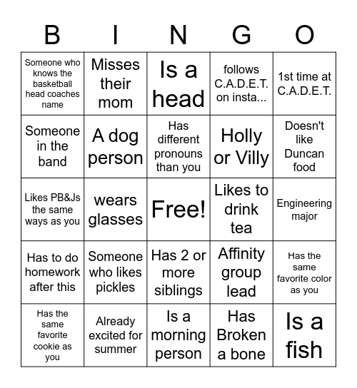 Someone who... Bingo Card