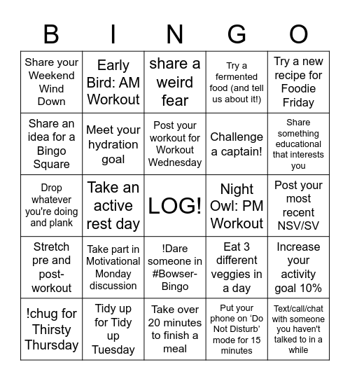 BOWSER BINGO Card