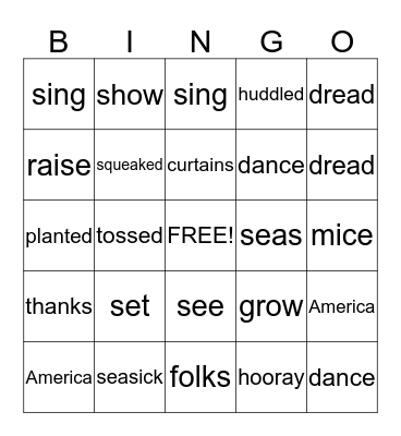 Thanksgiving Mice Bingo Card